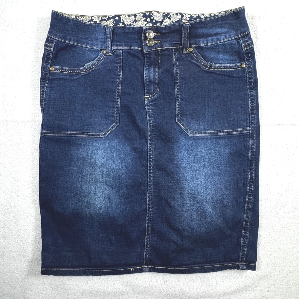 JW Blue Denim Pencil Skirt Dark Wash M Indie Y2K 90s Vintage Style Minimalist